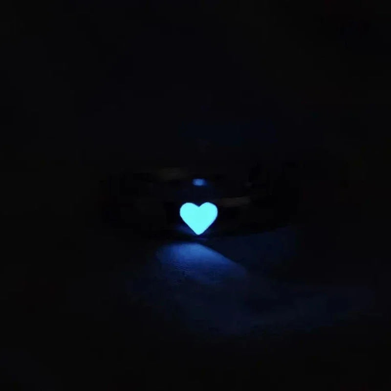 M&T Wear – Blue & Pink Luminous Couple Heart Ring Set