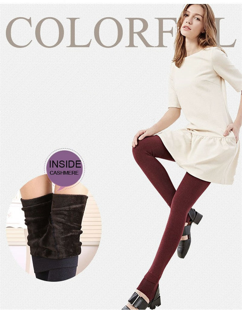 M&T Wear - Winter Women Solid Warm Leggings with High Waist and Fleece