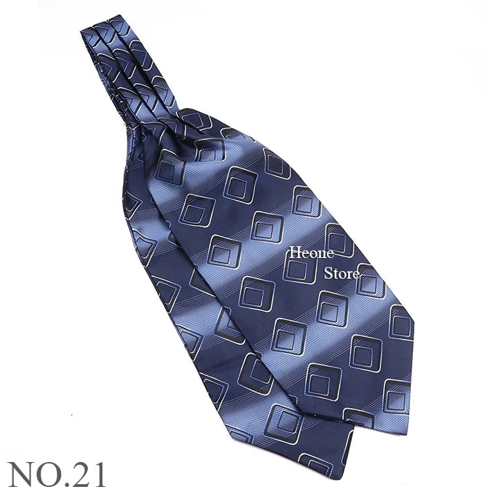 Luxury Mens Scarf Tie Solid Color Dot Geometric Pattern Floral Jacquard Woven Polyester Silk Ascot Cravat Tuxedo Suit Shirt Gift