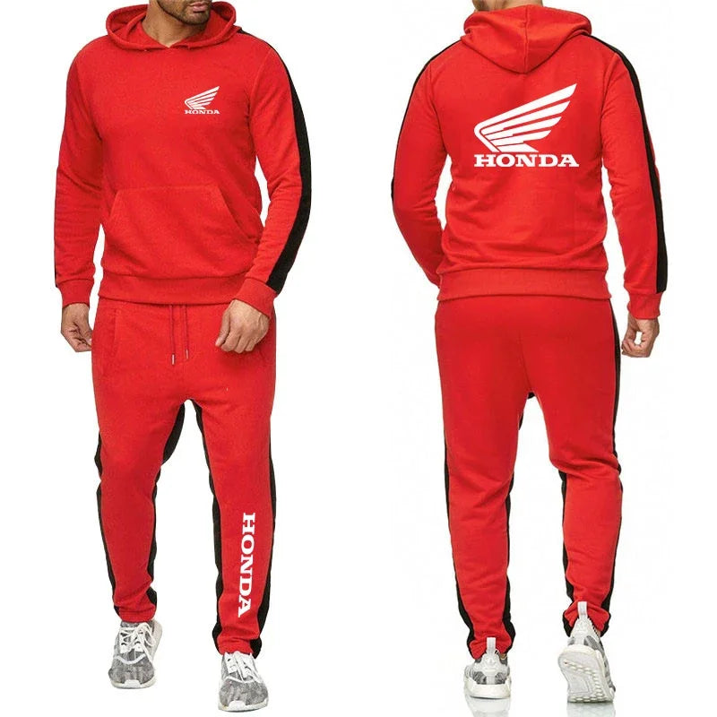 M&T Wear - 2025 Men Tracksuit Honda motor Wing Printed Hoodie Suits Hooded Sweatshirt+Pants 2 Pieces Men Sets Running Fitness Men Clothing