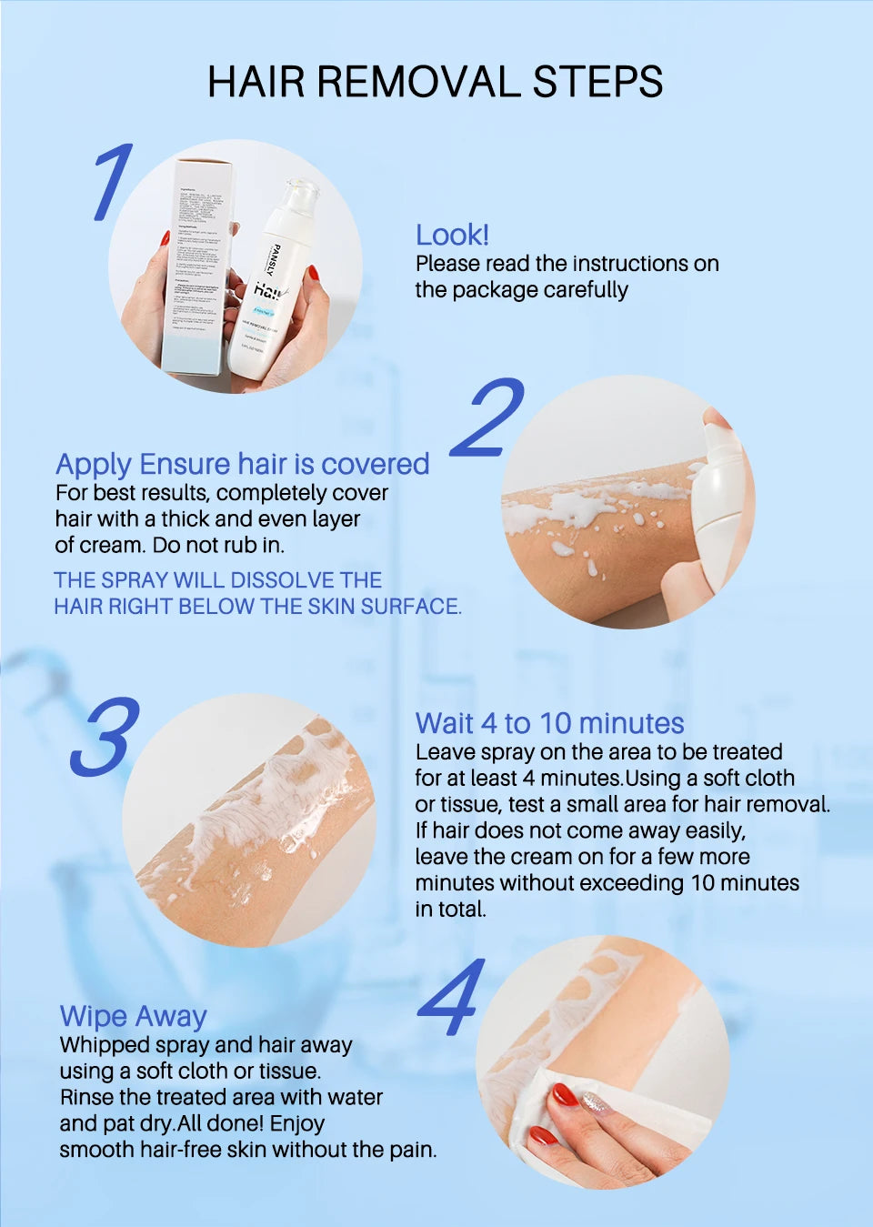 M&T Wear - 8-Min Painless Hair Removal Spray for Women | Cucumber Fresh Formula for Bikini, Armpit & Body