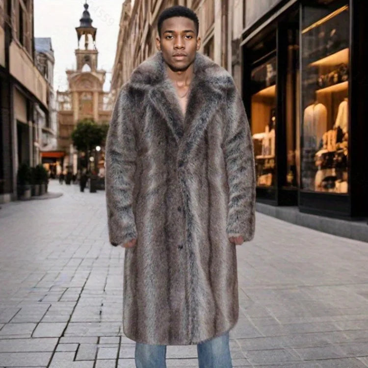 M&T Wear - Kalenmos Men’s Faux Fur Coat – Warm Casual Winter Jacket