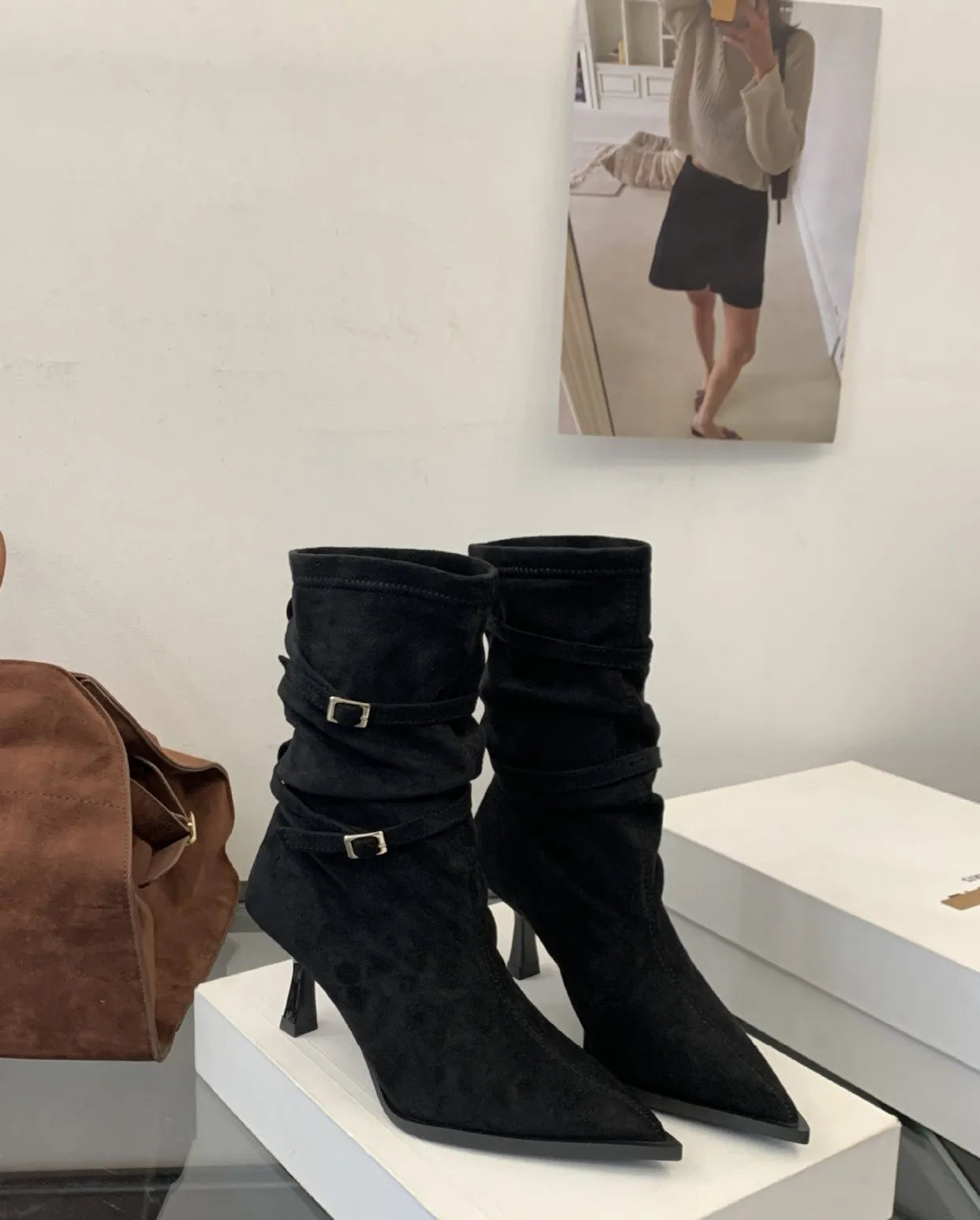 M&T Wear -  Sexy Pointed Toe Women Boots Autumn High Heels Shoes Luxury Chelsea Boots Party Stiletto Pumps New Plus Size 40 Mujer Botas