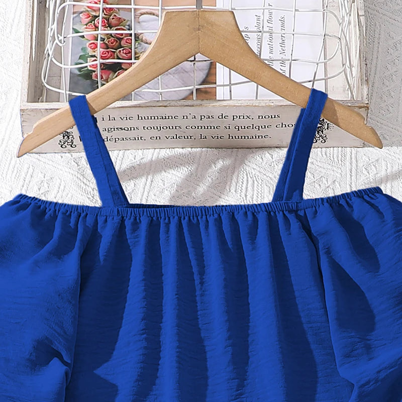 M&T Wear - Kids Clothing Sets For Girls Khaki Off-shoulder Long sleeve Top & Stripe Printing Pants Summer Resort Style Children Suits OOTD