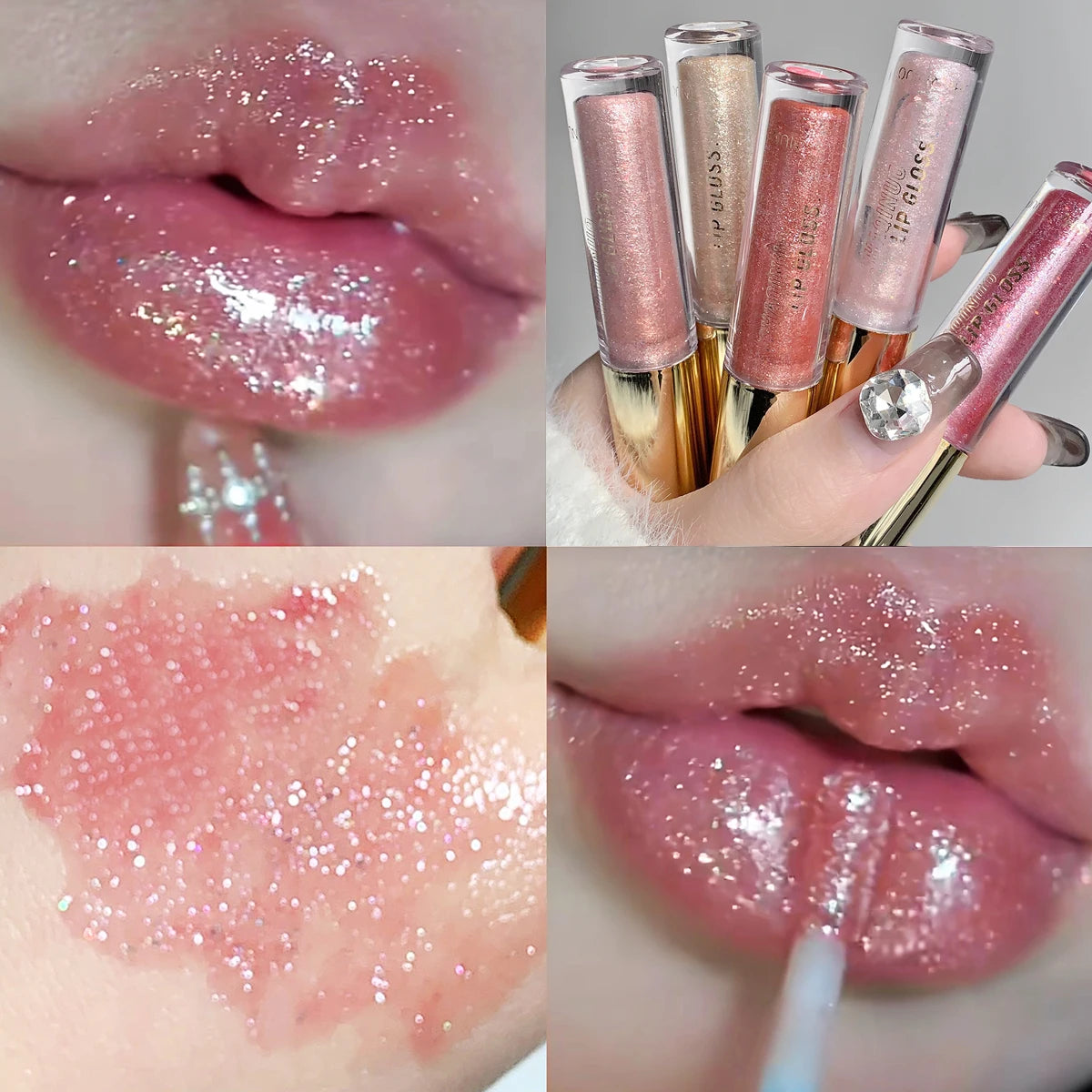 M&T Wear Moisturizing Plump & Sparkling Lip Gloss – Water-Glossy Mirror Lip Glaze for Pouty, Hydrated Lips