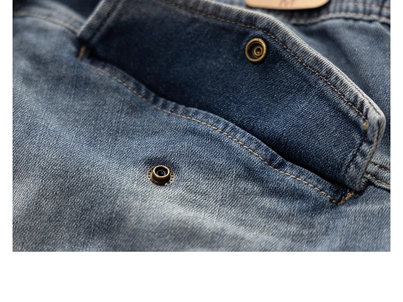 M&T Wear - Classic Washed Blue Denim Jeans for Men American Minimalist