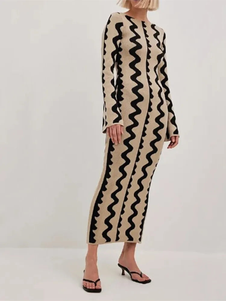 M&T Wear - Elegant Ribbed Knit Maxi Dress