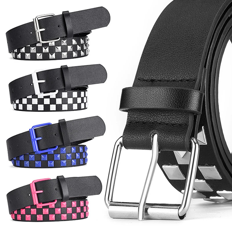 M&T Wear - Personalized Rivets Checkerboard Punk Belt