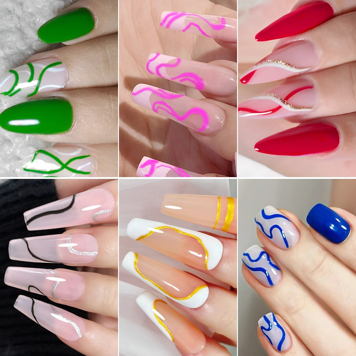 M&T Wear - Gel Liner Nail Art Set | 6 Colors Nail Design Polish Kit (5ml Each)