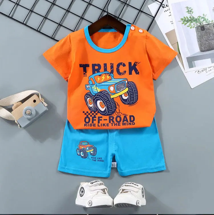 M&T Wear - Fashion Kids Clothes Boys Girls Sets Top Shorts 2PCS 100% Cotton Soft Summer Children Baby Cloths T-shirt Shorts Toddler Suit
