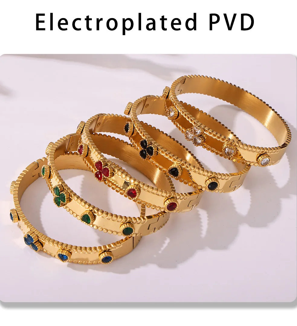 M&T Wear Women's Gear Buckle Bracelet – Love Zircon Stainless Steel Jewelry