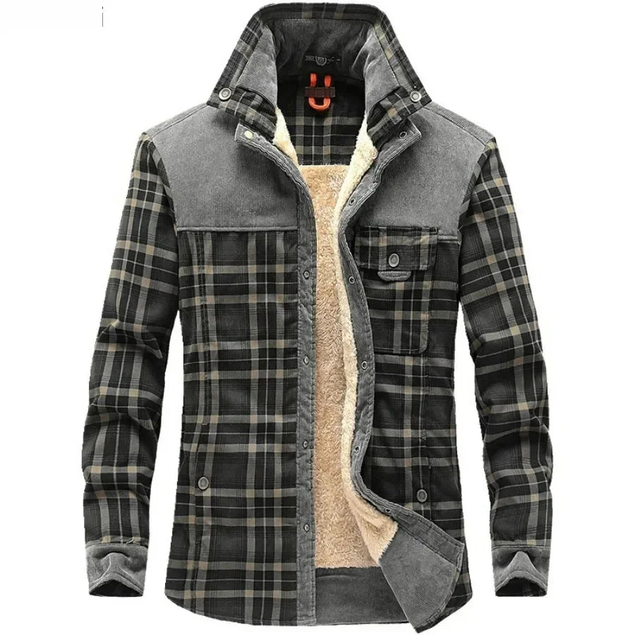 M&T Wear - Men's Windproof Plaid Fleece Shirt Jacket