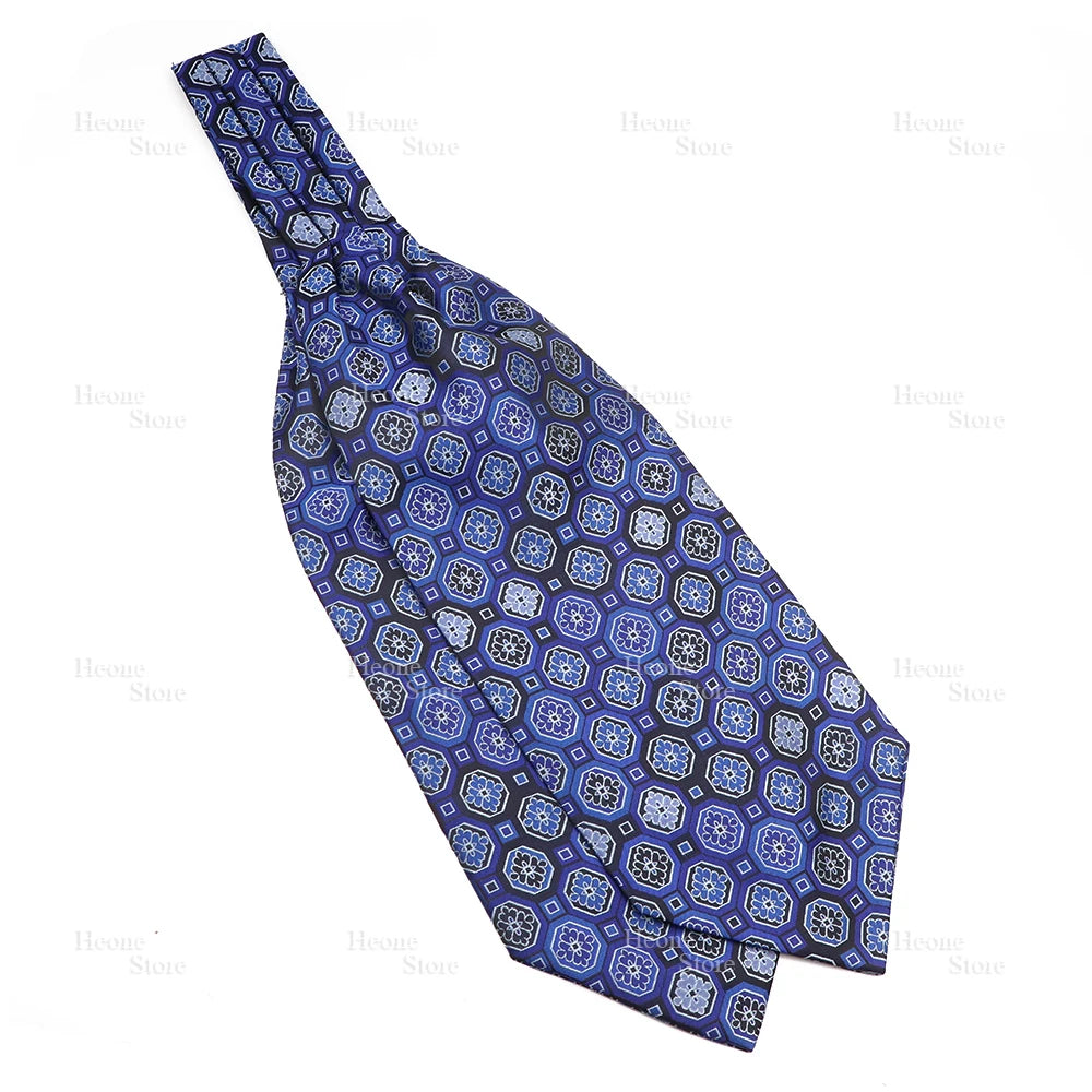 Luxury Mens Scarf Tie Solid Color Dot Geometric Pattern Floral Jacquard Woven Polyester Silk Ascot Cravat Tuxedo Suit Shirt Gift