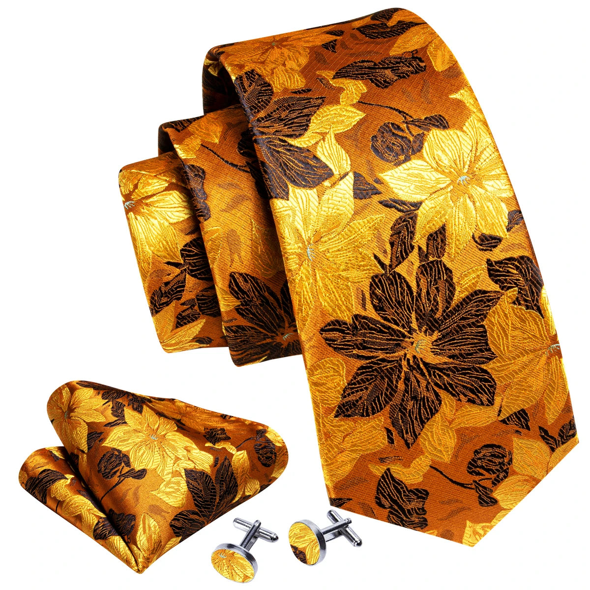 M&T Wear - Exquisite Floral Silk Necktie & Cufflink Set