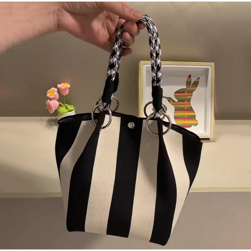 M&T Wear - Women’s Woven Crochet Dumpling Bucket Bag