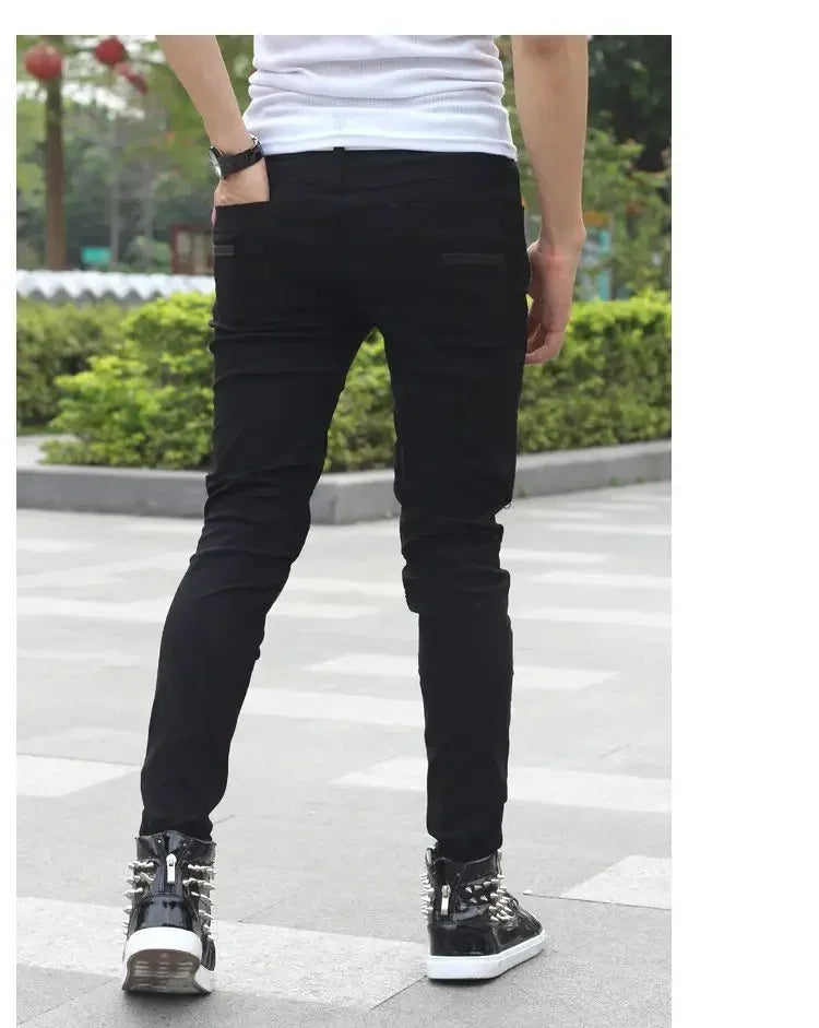 M&T Wear - Men Motorcycle Street Wear Skinny Casual Denim Pants Jeans Straight Trousers