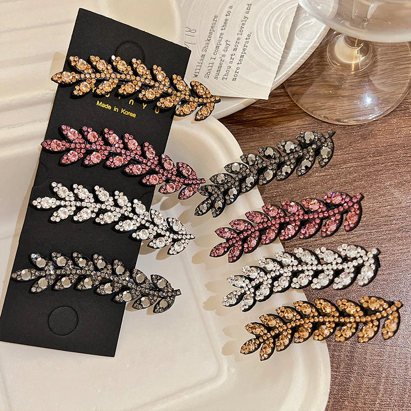 M&T Wear - Elegant Sparkling Wheat Hair Clips 2/4pcs Rhinestone Hair Accessories