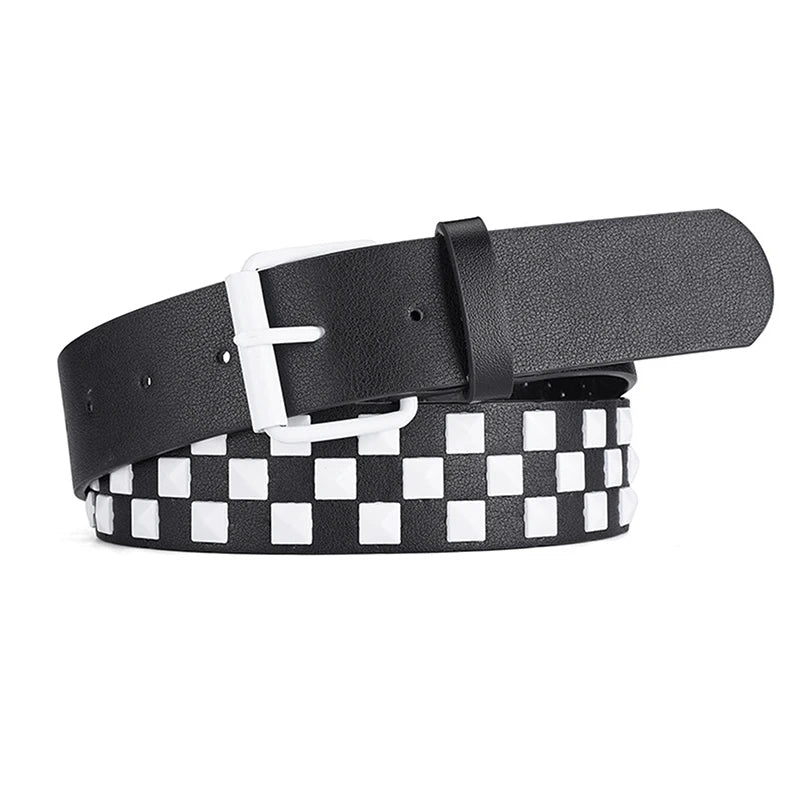M&T Wear - Personalized Rivets Checkerboard Punk Belt