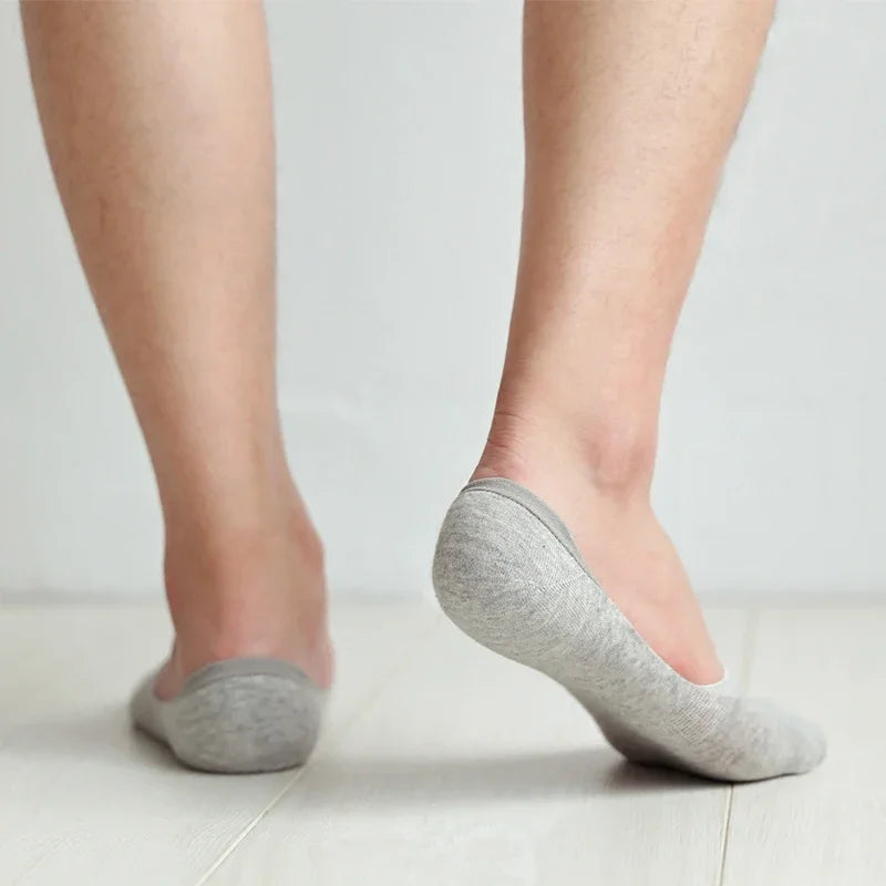 M&T Wear - 5 Pairs Men's Invisible Non-Slip Cotton Boat Socks