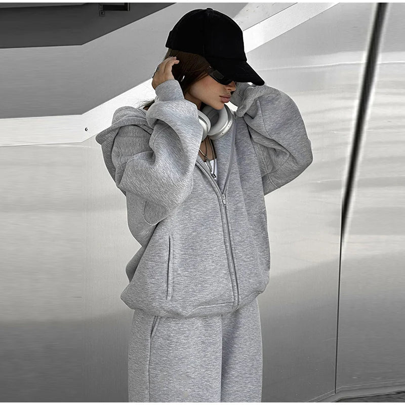 M&T Wear - Fashion Casual Women Tracksuit Set Hooded Sweatshirt Two Piece Sets 2025 Sport Outfit Loose Elastic-waist Running Trousers Femal