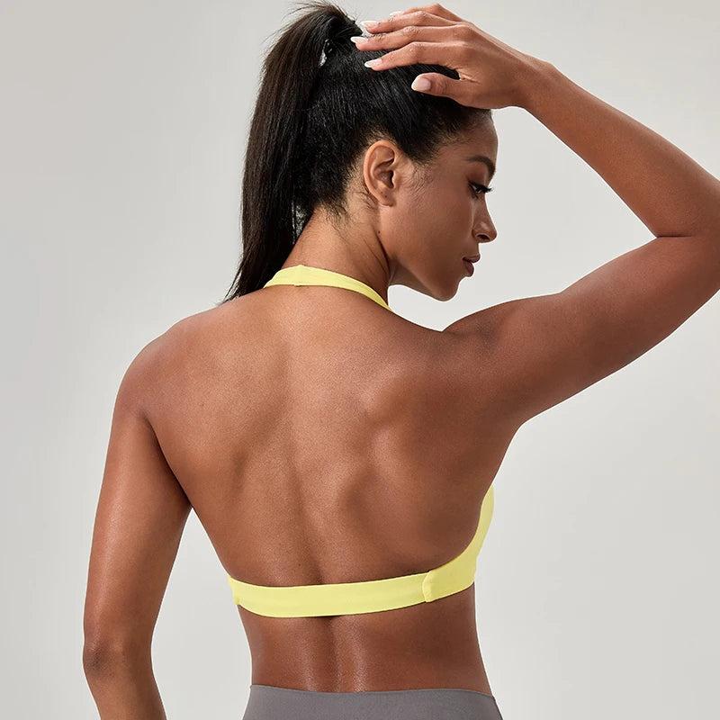M&T Wear - Sports Yoga Bra for Women Halter Neck with Stylish Back Design Sexy Gym Bra for Running Fitness Sports Bras