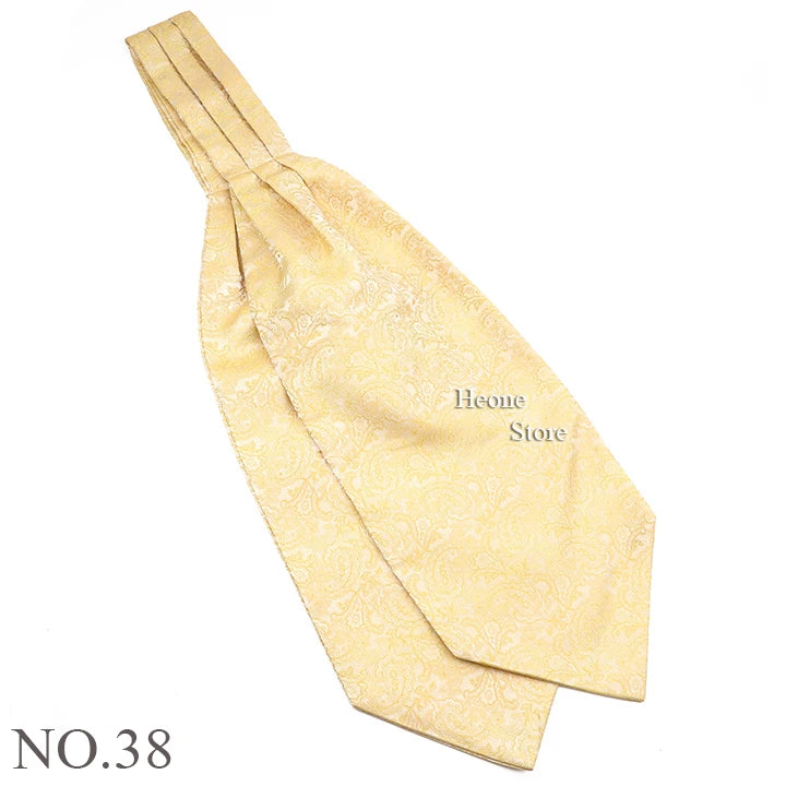 Luxury Mens Scarf Tie Solid Color Dot Geometric Pattern Floral Jacquard Woven Polyester Silk Ascot Cravat Tuxedo Suit Shirt Gift