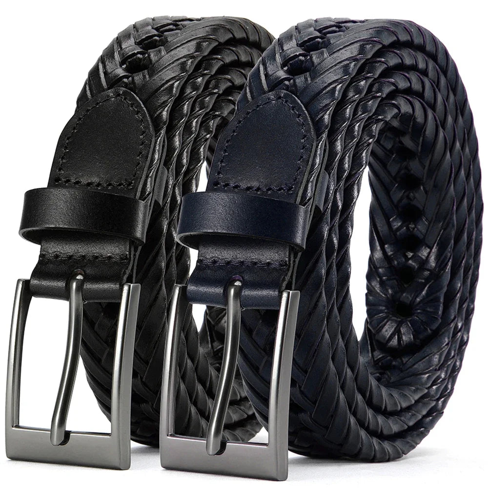 M&T Wear - Braided 100% Genuine Leather Pin/Automatic Belt