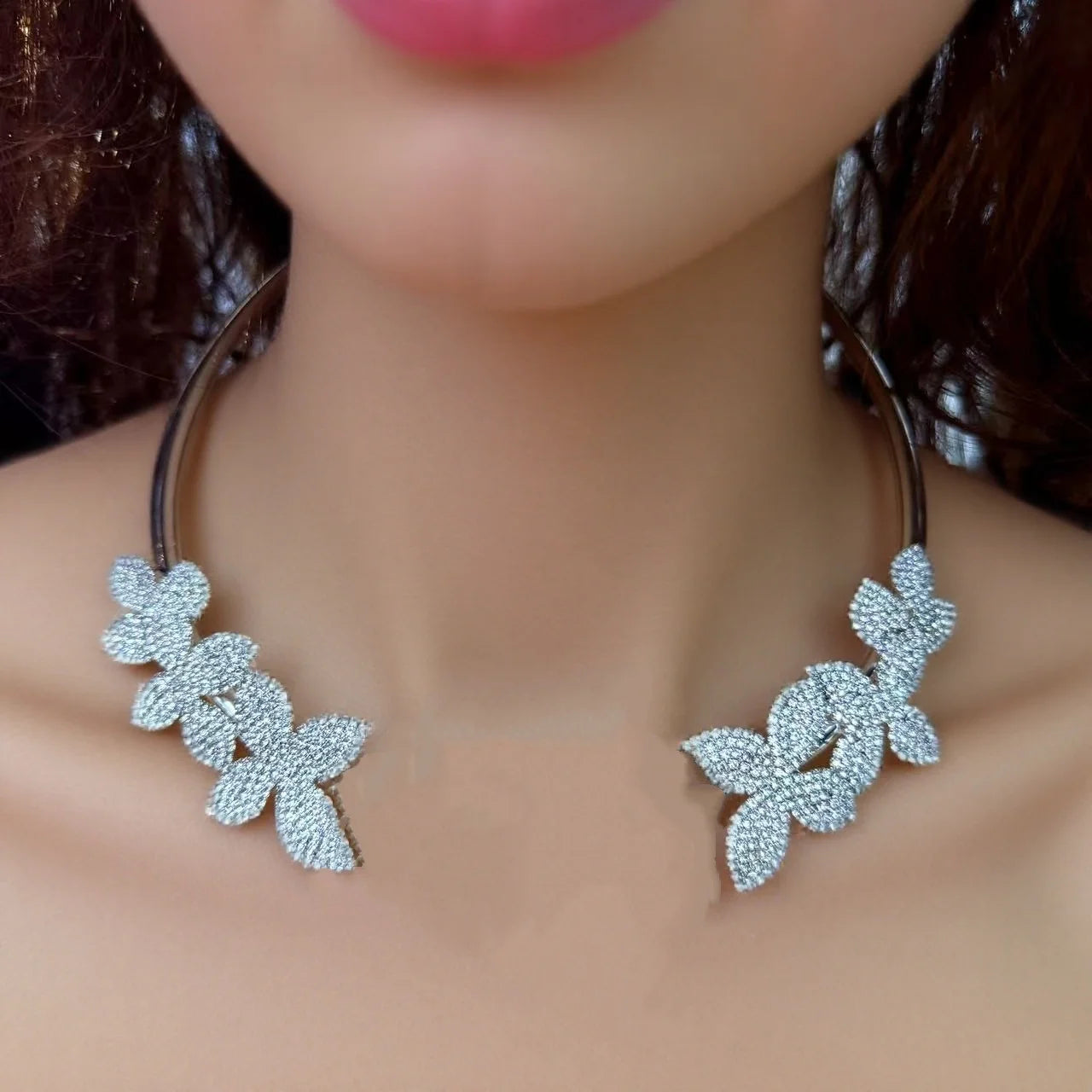 M&T Wear - Minimalist Rhinestone Collar Necklace for Women