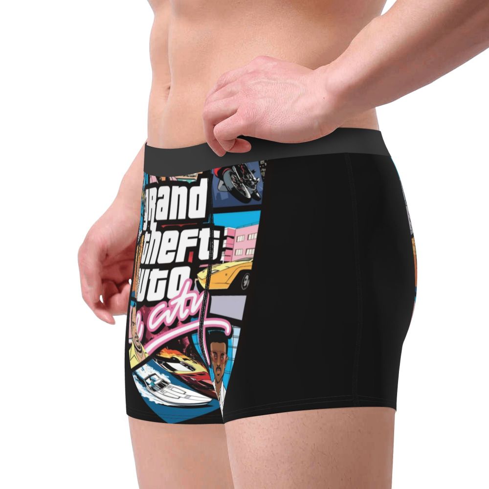M&T Wear - Custom Grand Theft Auto Adventure Game Underwear Men Breathable GTA Boxer Briefs Shorts Panties Soft Underpants For Homme
