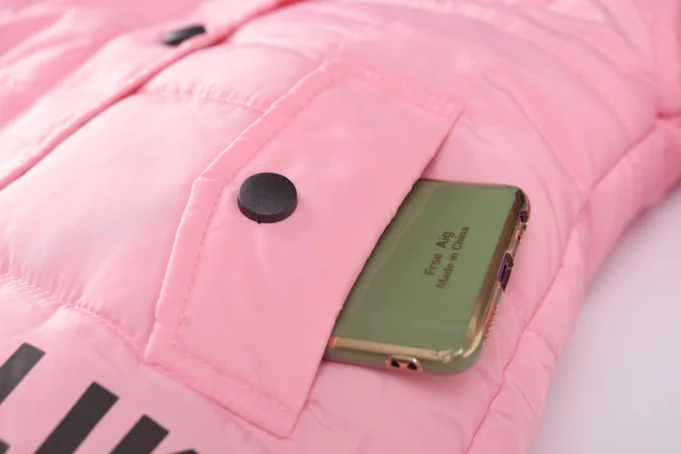 M&T Wear - Winter Warm Jackets for Girls Fashion Fur Hooded Children Girls Waterproof Outwear Kids Cotton Lined Parkas