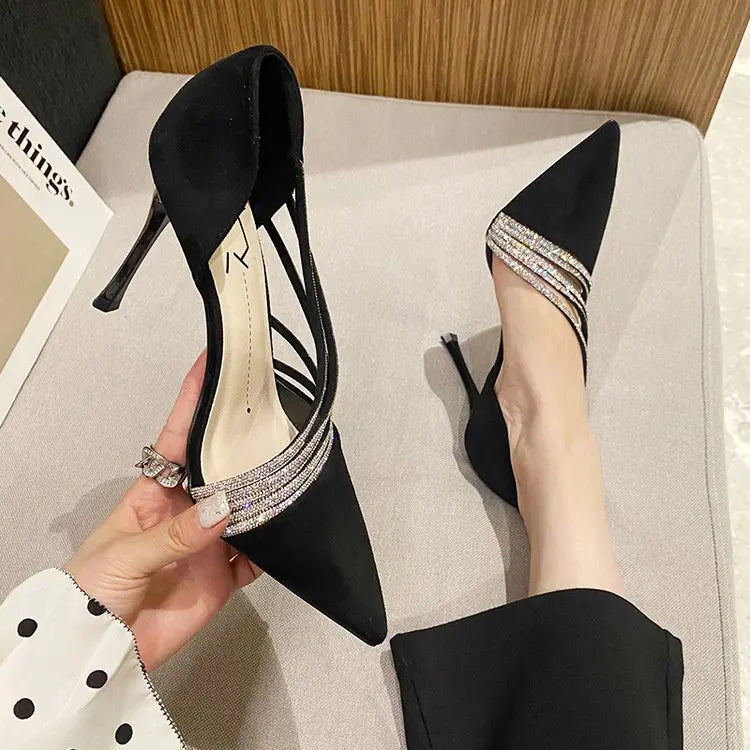 M&T Wear - Women Evening Party High Heels New  Pumps Elegant Ladies Pointed To Black  Strappy Stripper Shoes for Women