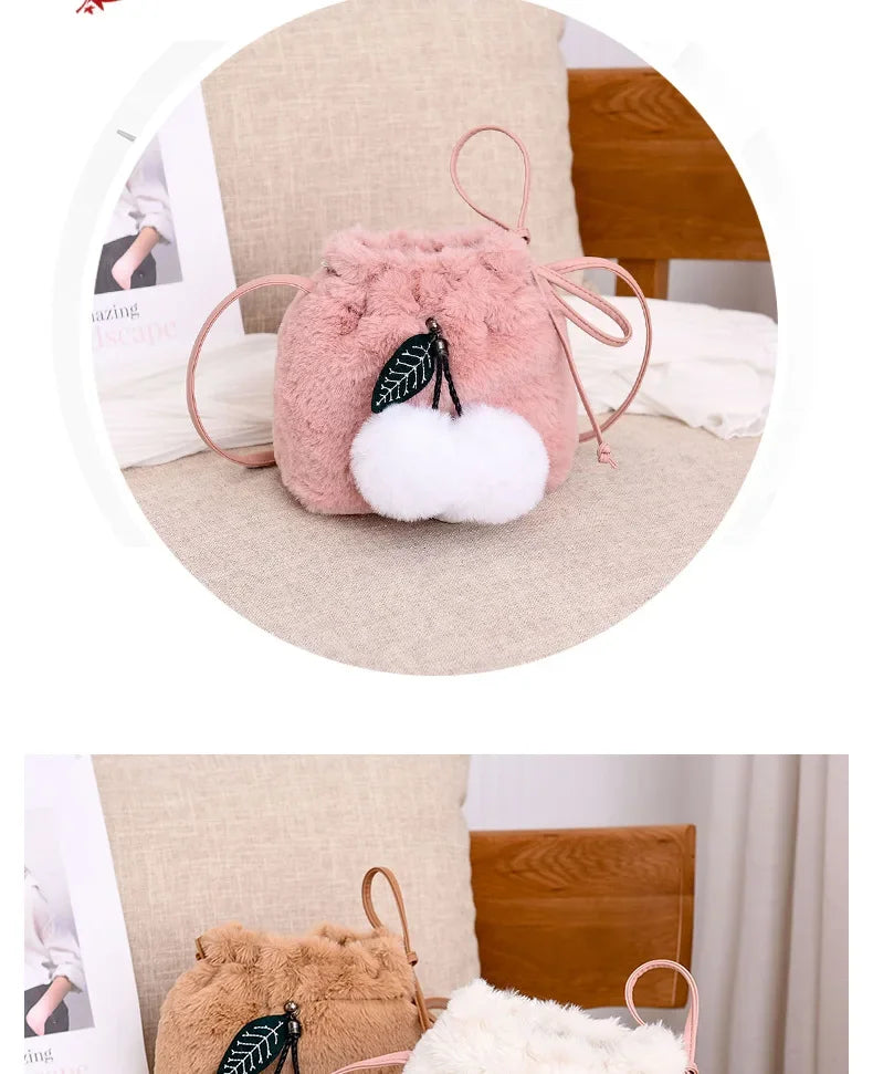 M&T Wear – Women’s Faux Fur Crossbody Bag | Cute Plush String Shoulder Purse