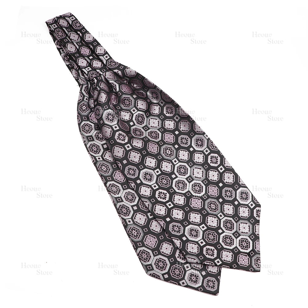Luxury Mens Scarf Tie Solid Color Dot Geometric Pattern Floral Jacquard Woven Polyester Silk Ascot Cravat Tuxedo Suit Shirt Gift