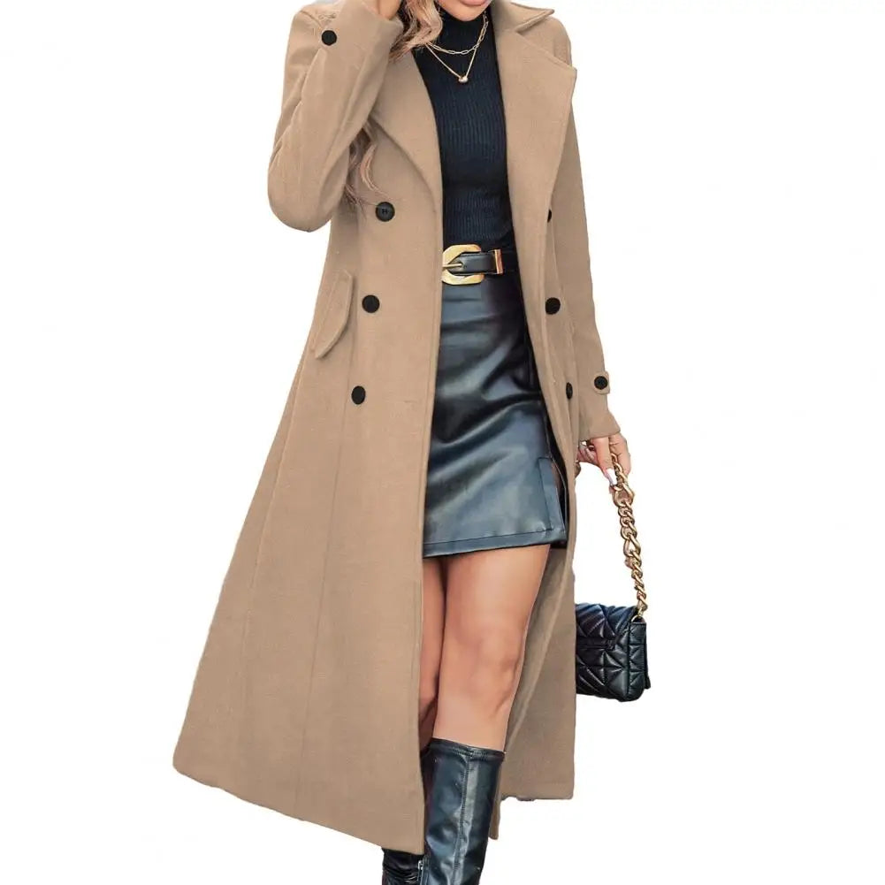 Winter Coat Women Coat Women's Long Wool Coat Double-breasted Peacoat Classic Notch Lapel Trench for Fall Winter Casual Overcoat