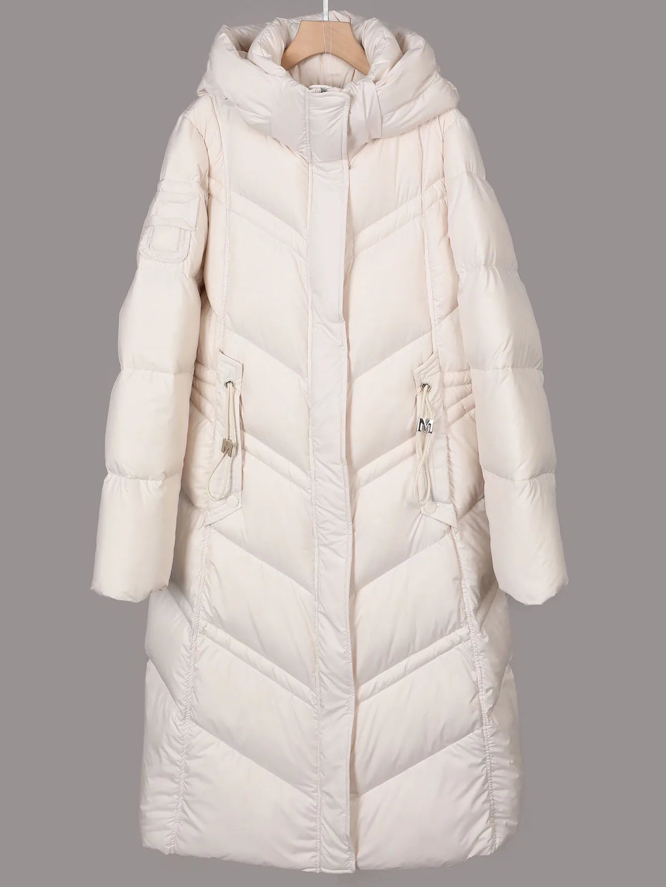 M&T Wear - The Ultimate Luxury Knee-Length White Down Puffer Coat