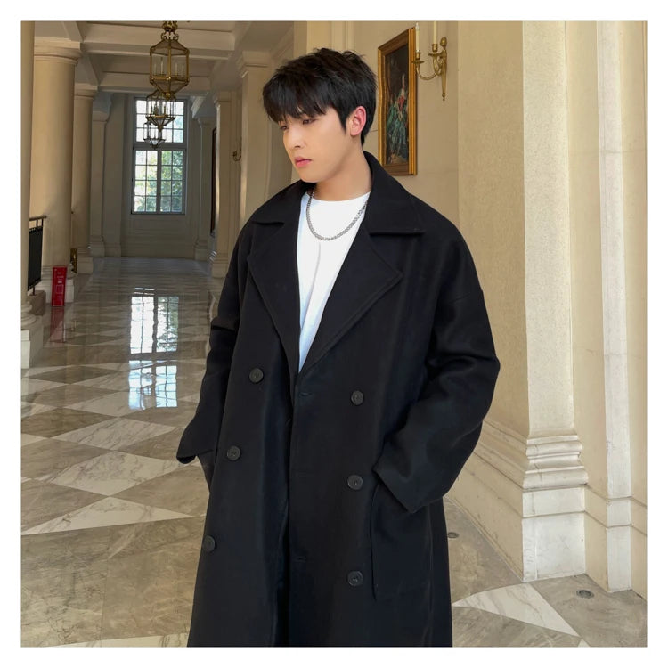 M&T Wear - Thick Korean Vintage Long Woolen Trench Coat for Men