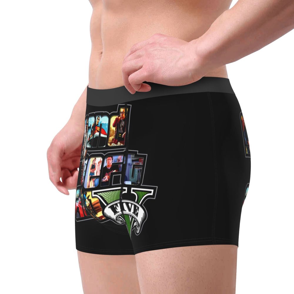 M&T Wear - Custom Grand Theft Auto Adventure Game Underwear Men Breathable GTA Boxer Briefs Shorts Panties Soft Underpants For Homme