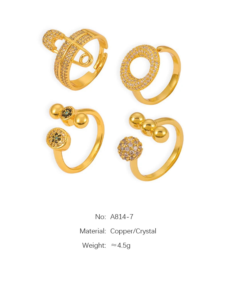 M&T Wear – Elegant Gold & Silver Zircon Cocktail Ring for Women