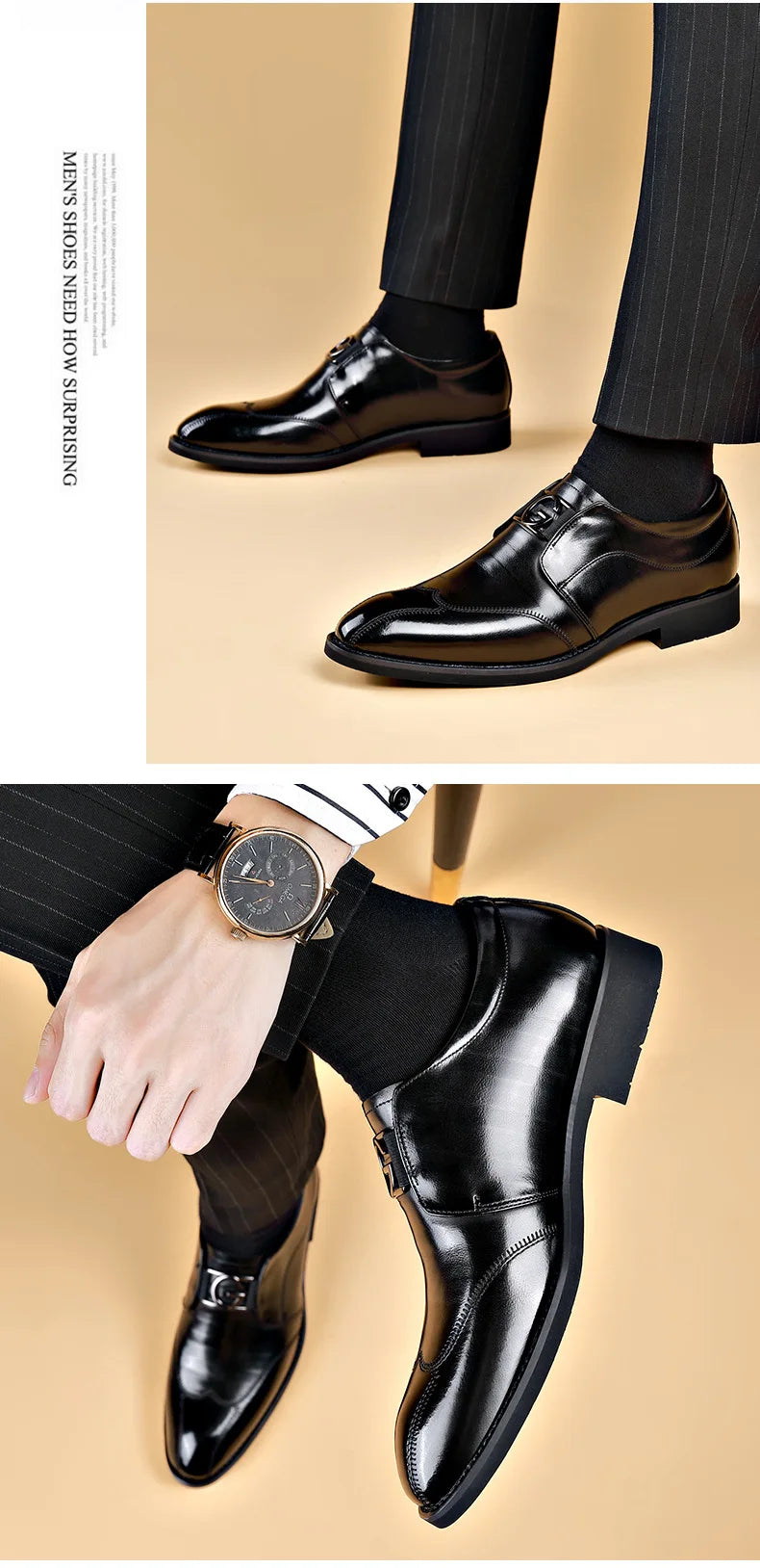 M&T Wear- Men Casual Shoes Fashion Brand Classic Casual Men Leather Shoes Black Breathable Business Men Shoes Large Size