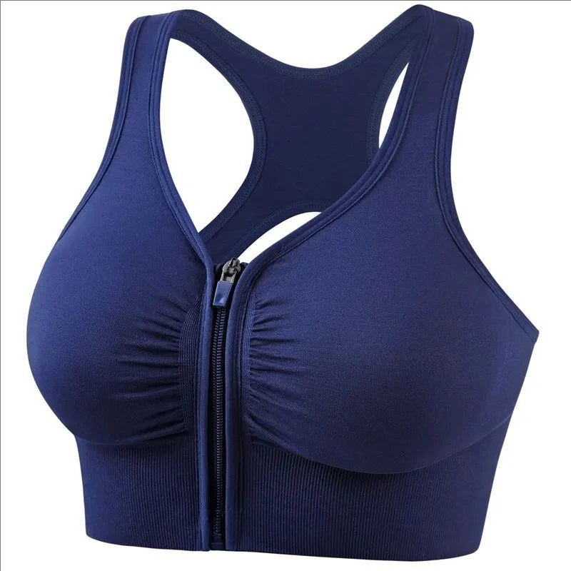 M&T Wear - Women's sports bra fitness top front zipper design sports vest fashionable bra yoga gym sports bra