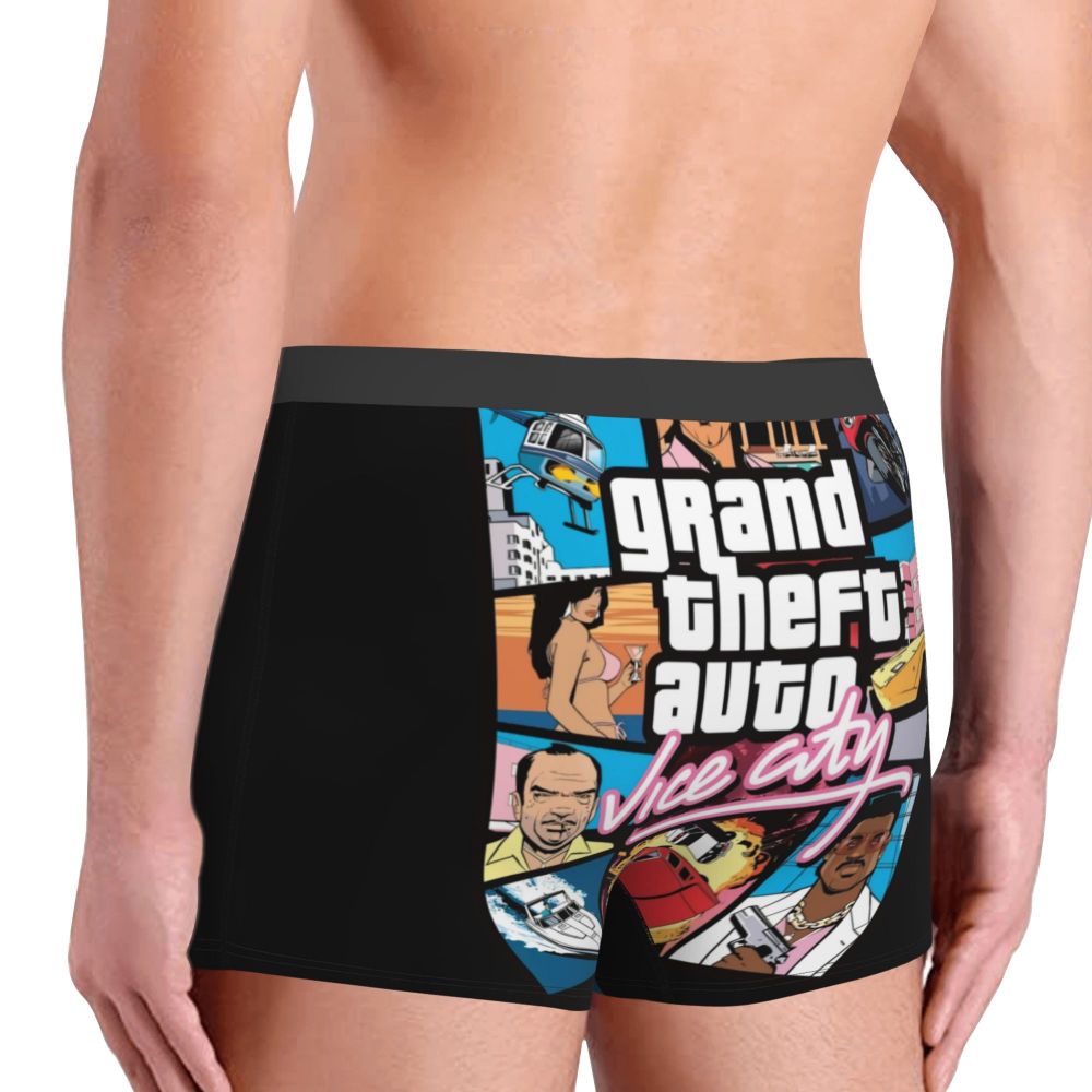 M&T Wear - Custom Grand Theft Auto Adventure Game Underwear Men Breathable GTA Boxer Briefs Shorts Panties Soft Underpants For Homme