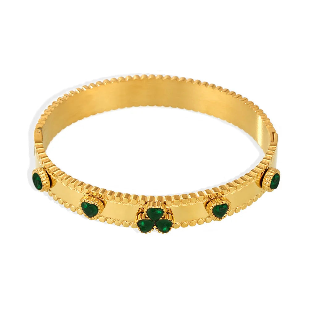 M&T Wear Women's Gear Buckle Bracelet – Love Zircon Stainless Steel Jewelry