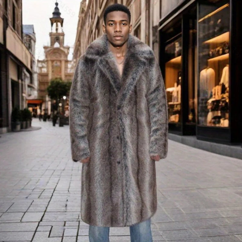 M&T Wear - Kalenmos Men’s Faux Fur Coat – Warm Casual Winter Jacket