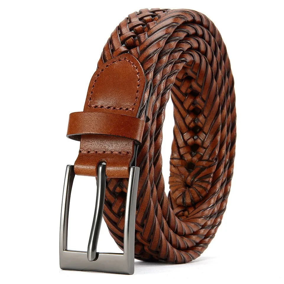 M&T Wear - Braided 100% Genuine Leather Pin/Automatic Belt