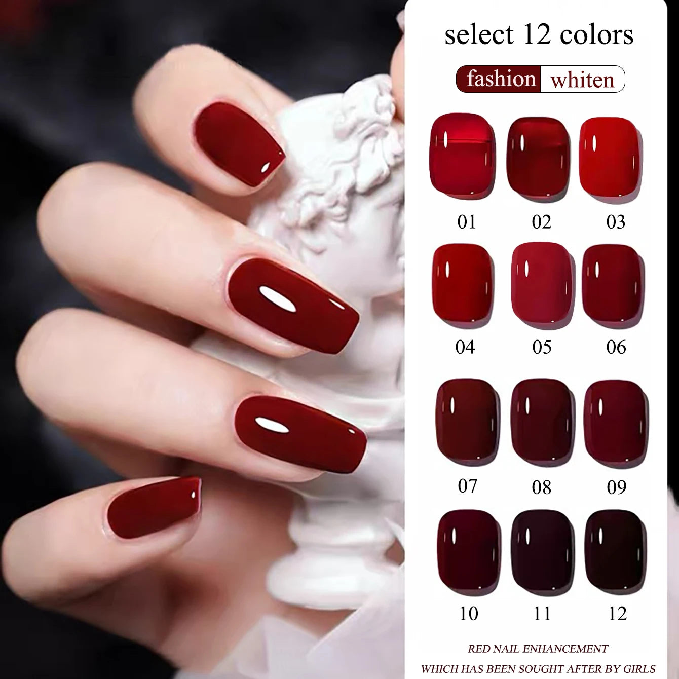 M&T Wear - Red Gel Nail Polish 12ml | Cherry, Wine, and Brown Shades
