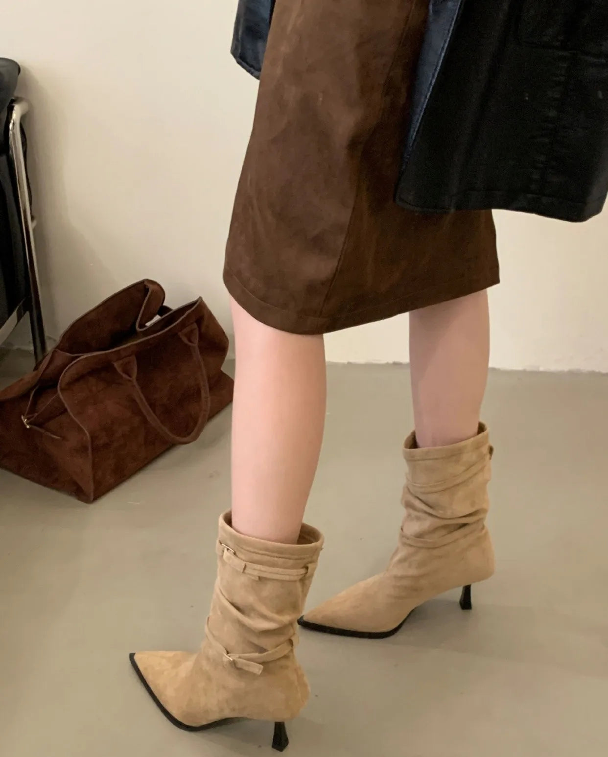 M&T Wear -  Sexy Pointed Toe Women Boots Autumn High Heels Shoes Luxury Chelsea Boots Party Stiletto Pumps New Plus Size 40 Mujer Botas