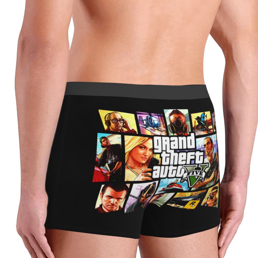 M&T Wear - Custom Grand Theft Auto Adventure Game Underwear Men Breathable GTA Boxer Briefs Shorts Panties Soft Underpants For Homme