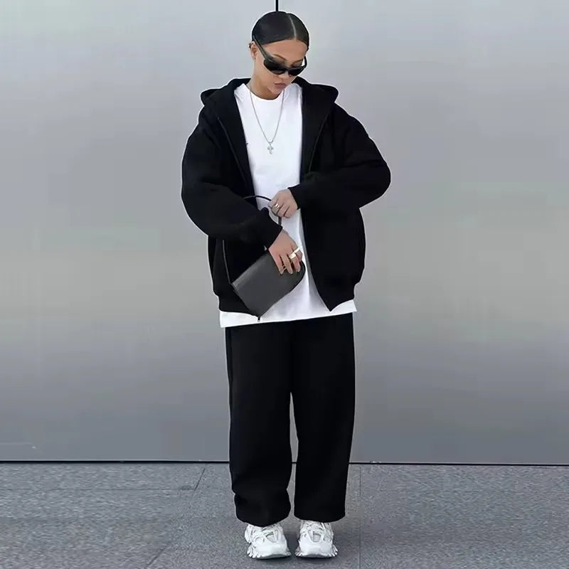 M&T Wear - Fashion Casual Women Tracksuit Set Hooded Sweatshirt Two Piece Sets 2025 Sport Outfit Loose Elastic-waist Running Trousers Femal