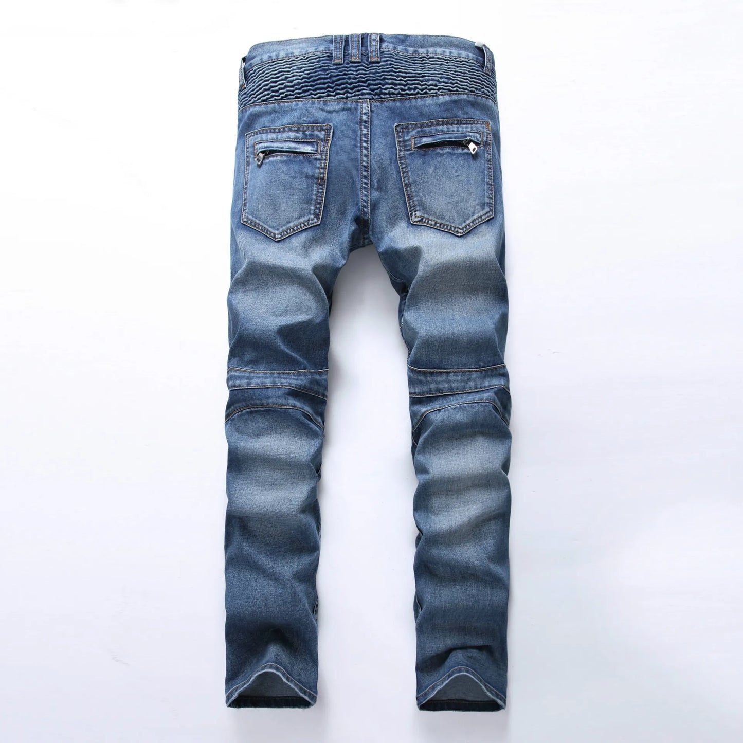M&T Wear - Jeans Men Long Pants Denim Pant High Waist Simple Zipper Splice Casual Regular Slim Fit Straight Trousers Autumn Winter
