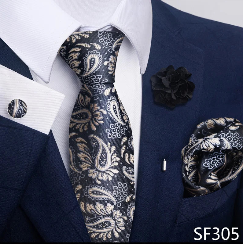 M&T Wear - Luxury Paisley Floral Tie & Accessory Set